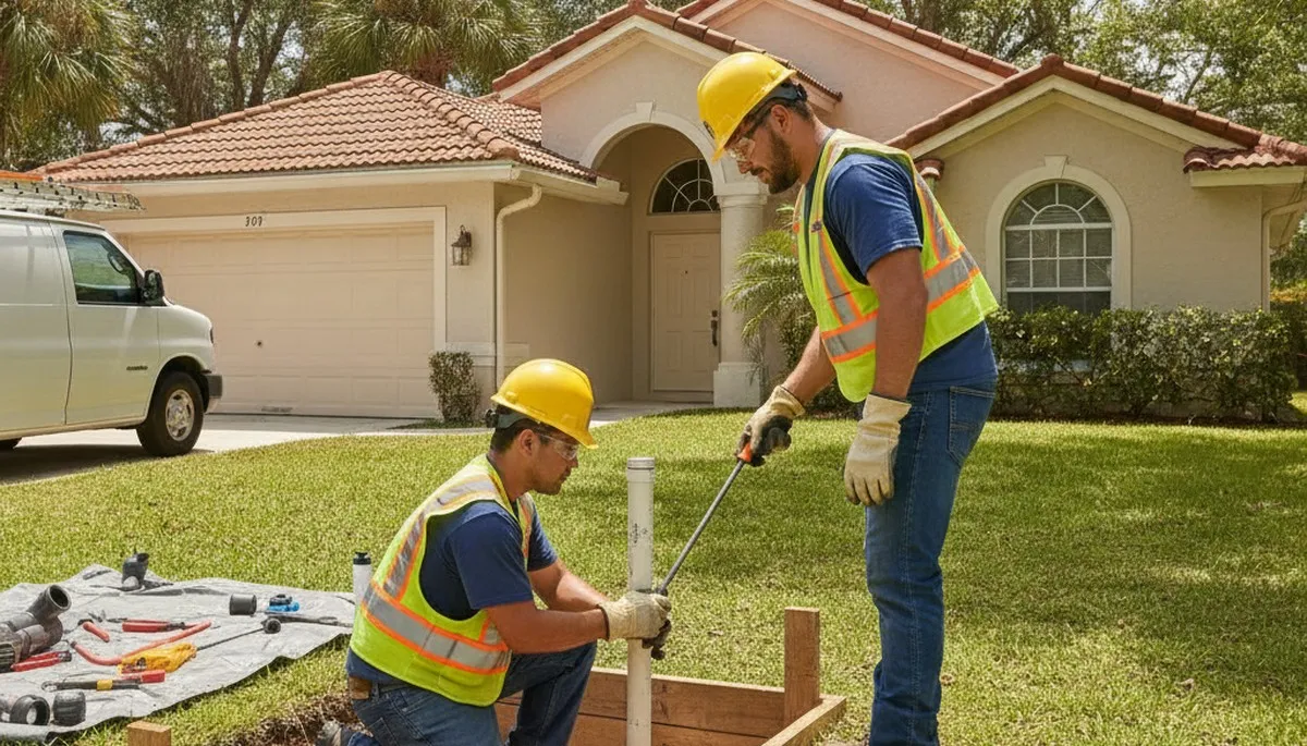 Lakeland, FL plumbing repair technician fixing a leak for a local residential service call